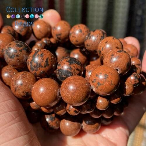 Natural Mahogany Jaspers Loose Round Beads For Jewelry Making 4-12 mm Diy Bracelets Accessories 15" Wholesale
