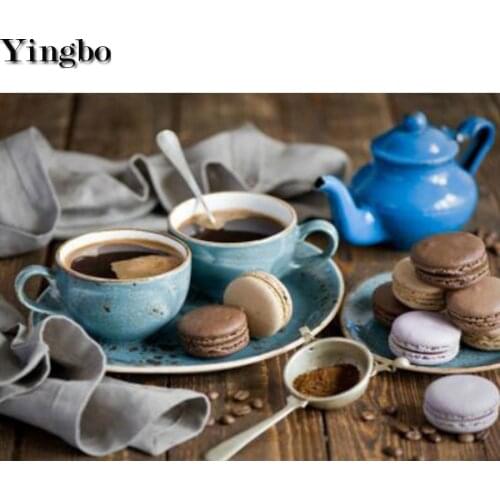 Tea Time,Biscuits,Cookies,Coffee,DIY 5D Diamond Painting Kit, Diamond Embroidery cross stitch mosaic rhinestone Wall Stickers