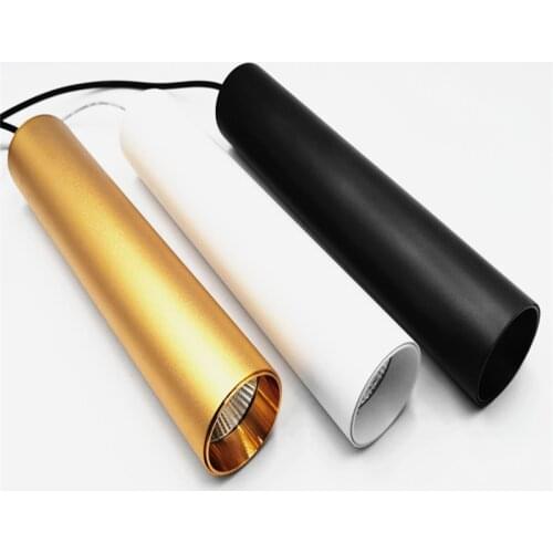 Cylinder Dimmable LED Pendant Lights Long Tube Lamps Dining Room Shop Bar Decoration Cord Pendant Lamp Background Wall Lighting