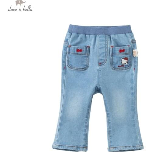 DBM19602-K dave bella autumn baby girls fashion cartoon pants children full length kids girl pants infant toddler trousers