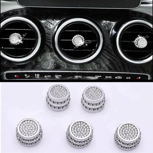5 pcs Diamond Style Car Central Control Air Outlet Knob Trim Cover Fit For Mercedes Benz C GLC Class W205 X253 GLC260 2015-2020