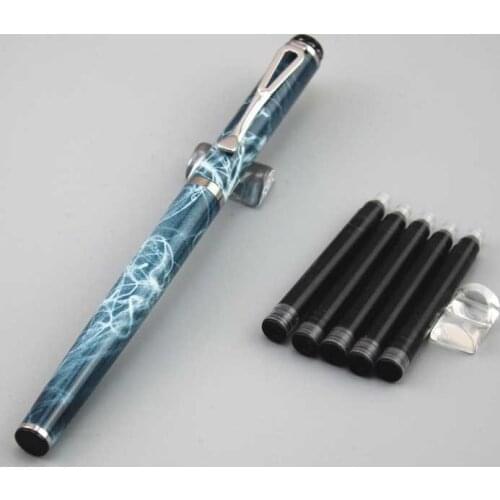 DKW brand fountain pens metal stainless steel pen school office Stationery writing materials business gift with 5pcs ink sac 006