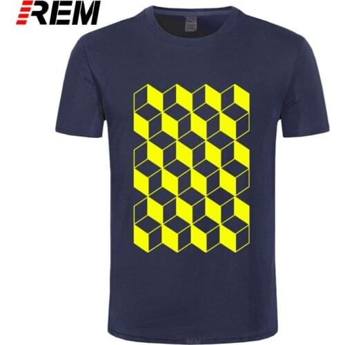 REM Creative Geometry T-shirts Men Cotton Summer Casual Style Tshirts Man Fashion Geeks T shirts Personalized