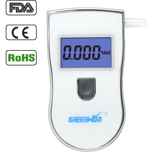 Greenwon New white Portable Analyzer Police Digital Breath Alcohol Tester Breathalyzer Mouthpieces free shipping