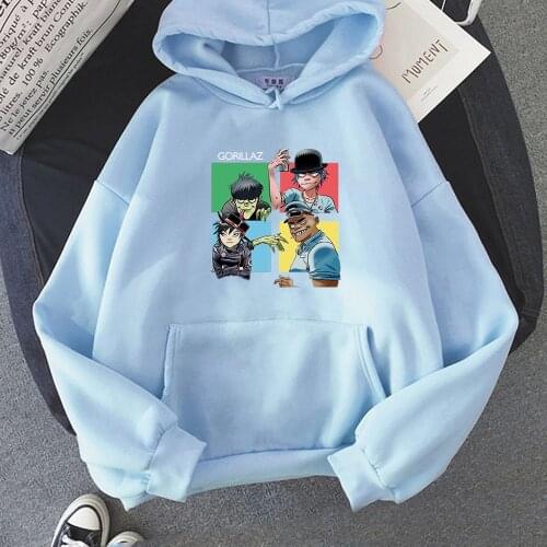 Anime Gorillaz Hoodies Unisex Women Leisure Oversize Pullovers Tops Men Harajuku Korean Style Hip Hop Streetwear Sweatshirts
