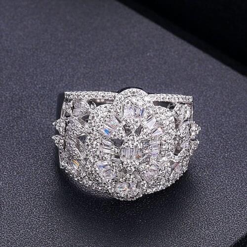 JankellyNEW LUXUYR 5Rows BIG Statement Rings for Women Cubic Zircon Finger Rings Beads Charm Ring Bohemian Beach Jewelry Gift