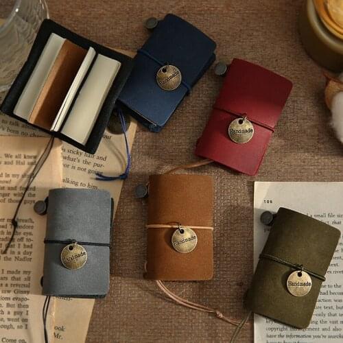 Leather Retro Mini Notebook, Pocket Journal Book, Tn Notebook, Mood Pocket Planner Sketch Book Notepad Bullet Journals Binder