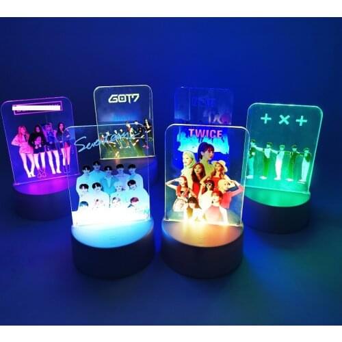 KPOP Bangtan Boys Stray Kids Ink TWICE GOT7 SEVENTEEN IZONE TXT Colorful LED Acrylic Desktop Lights Night Light