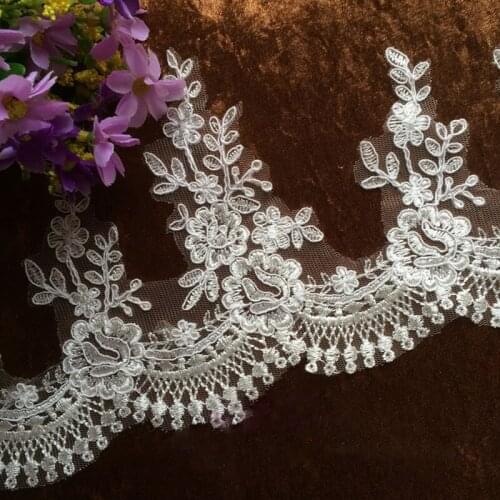 1Yard 16cm Lace Fabric Off White Exquisite Lace Trim Embroidery For Clothes Wedding Dress DIY Craft Accessories 2020
