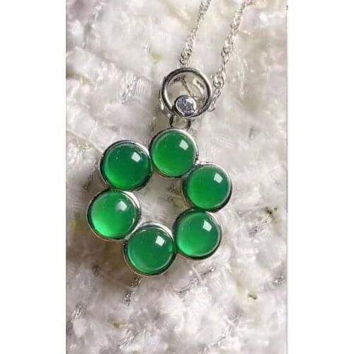 Natural green jade pendant with 925 sterling silver pendants necklaces chain jade jewelry jade necklace silver necklace