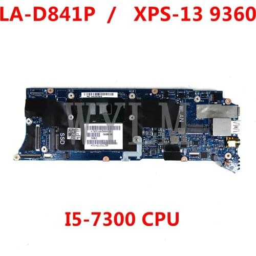 For Dell XPS-13 9360 mainboard LA-D841P Laptop motherboard I5-7300 CPU 100% Tested free shipping