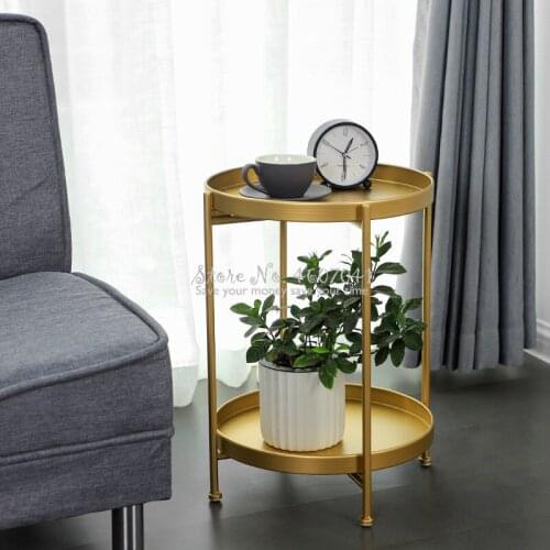 Golden Iron Casting Mini Side End Tea Cake Tables Detachable Tray Bedroom Small Nightstands Bookcases Console Tables 40*50cm