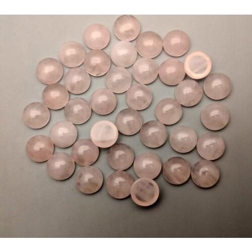 Fashion High quality Quartz Rose Natural Stone round Beads 12MM charm cabochon Ring earring accessories 50Pcs wholesale no hole