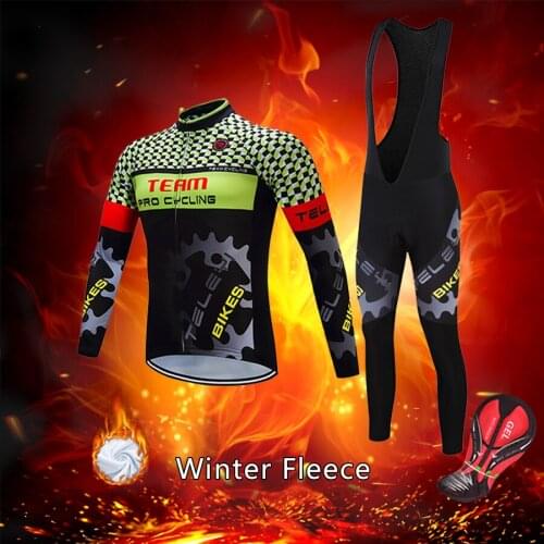 Mens Winter Thermal Fleece Cycling Clothing BIB Kit 2021 Road Bike Jersey Set MTB Suit Male Warm Dress Bicycle Clothes Uniform