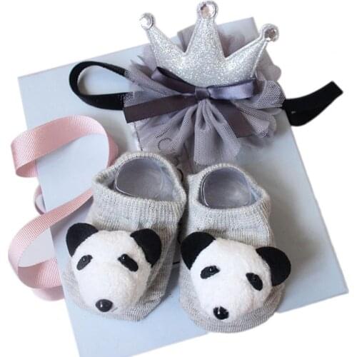 Headband Bow-knot Design Comfortable Korea Style Baby Hair Band Socks Set for Birthday Party