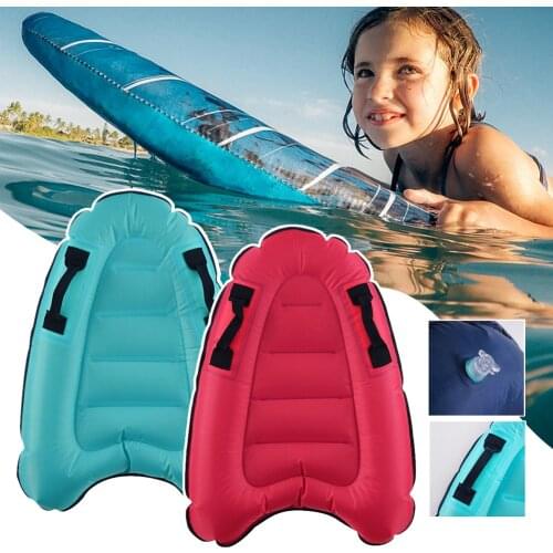 Inflatable Surfboard Body Board with Handles Solid Color Portable Childrens Kickboard Pool Beach Kids Safe Surfing Board