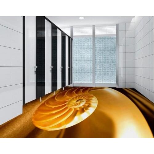 Floor 3d wallpaper Living room conch pattern bathroom with 3D flooring 3d wallpaper waterproof