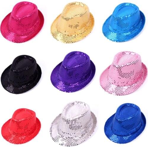 New Fashion Brilliant Glitter Sequins Hat Adult Unisex Dance Show Party Jazz Hat Cap Show Stage Props Cowboy Hat Performance Hat