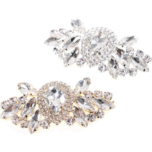 New Gold Sliver Shoe Clip Wedding Shoes High Heel Women Bride Decoration Rhinestone Shiny Decorative Clips Charm Buckle