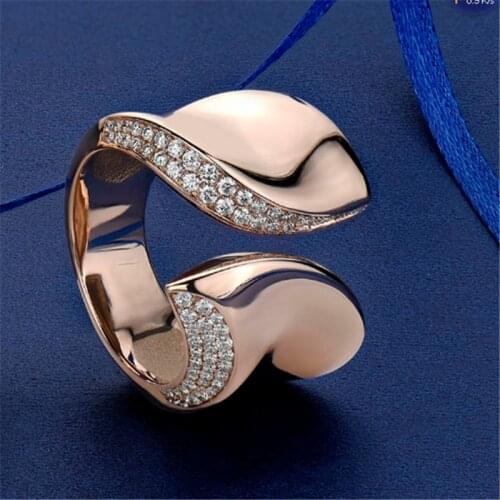 Charm Female Geometric Finger Ring Unique Style Cross Curved Rose Gold Engagement Ring Vintage Wedding Rings For Women Jewelry