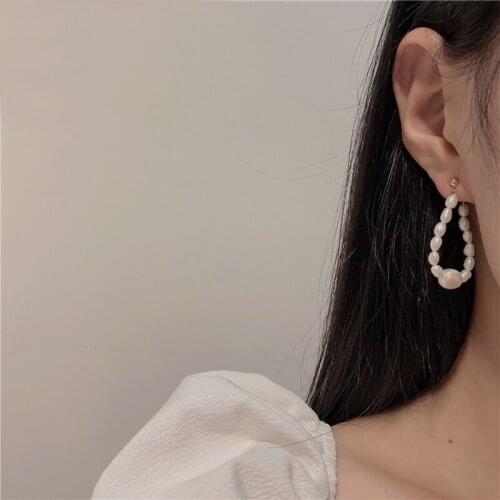 Huge Bud Handmade Beaded Pearl Earrings for Women Girl Natural Freshwater Pearl Vintage Boho Jewelry Wedding Party Accessories