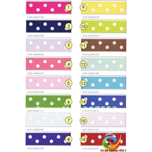 Wholesale 100yards 7/8" 22mm Polka Dots Grosgrain Ribbon U Pick -Free Shipping WY-016