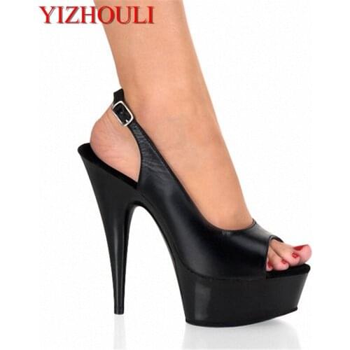 15cm Sexy High-Heeled Shoes Formal Dress Shoes Open Toe Sandals Sling Peep-Toe Platform Sandals With 4 Inch Stiletto Heel