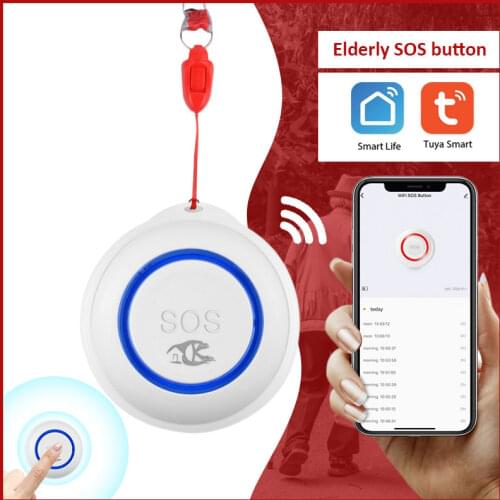 Tuya wifi SOS button portable elder Emergency Alarm Button with rope real time push alarm to APP Simple operation one-key alarm
