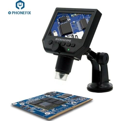 Portable LCD Display Digital Electronic Microscope 600X 3.6MP USB 8 LED VGA Microscopio + 4.3'' HD Screen Phone PCB Chip Repair