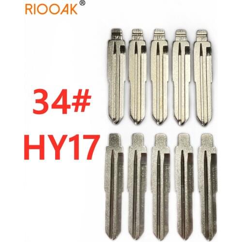 RIOOAK 10 pcs/lot #34 lishi HY17 Metal Blank Uncut Flip KD/VVDI Remote Key Blade for Hyundai ACCENT MISTRA Kia RIO M4 Key Blade