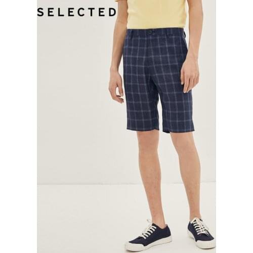 SELECTED Mens 100% Linen Plaid Slim Fit Loose Casual Shorts S|4202SN506