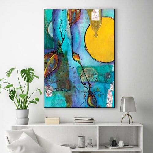 Modern Blue And Yellow Wall Of The Sitting Room The Bedroom Home Decoration Painting Abstract Painting Hd Print Canvas Art Photo