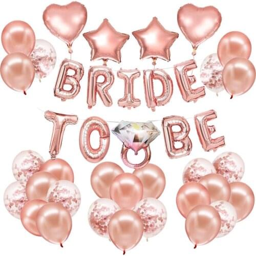 Amawill Wedding Decorations Bridal Shower Bride To Be Foil Balloons Satin Sash Bachelorette Party Rose Gold Party Decor Supplies