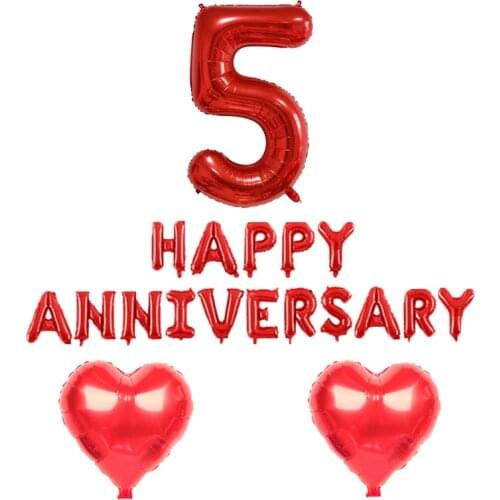 Wedding anniversary balloon 5th anniversary 10th anniversary aluminum film balloon happy anniversary letter decoration balloon