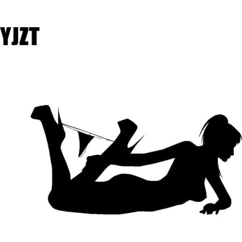 YJZT 14.1*7.3CM Silhouette Woman Lying Down Car Decoration Vinyl Decal Black/Silver C20-0089