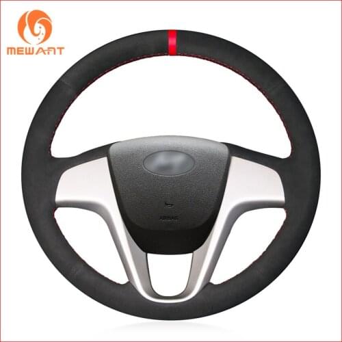 MEWANT Black Suede Car Steering Wheel Cover for Hyundai Solaris 2010-2016 Verna 2010-2016 i20 2009-2015 Accent Accessories Parts