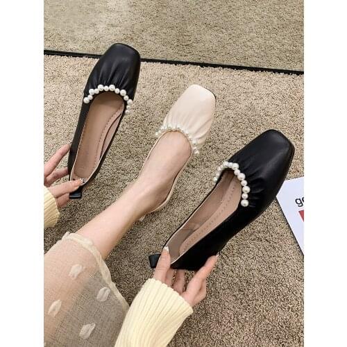 Womens Shoes Flat Shoes Spring 2021 New Pearl Soft Sole Casual Shoes Woman Shoes Ladies Shoes