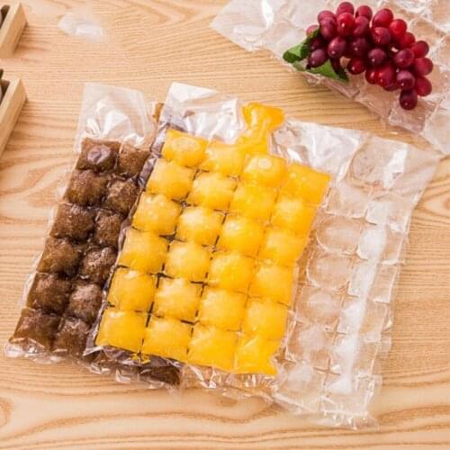 10pcs Ice Cube Bags, Food Grade Disposable Ice Mold with Self-Seal, Faster Freezing Ice Trays Makes Total 240 Ice Cubes