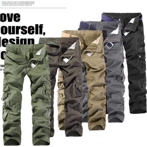 2016 Top Fashion Multi-Pocket Solid for Men Cargo Pants man camouflage military camo Trousers Leisure pants Plus Size 28-40