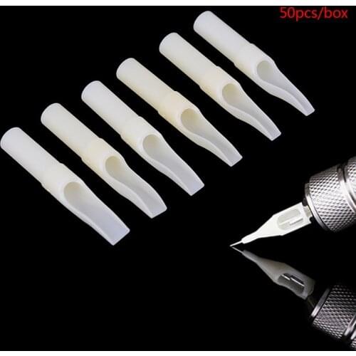 50Pcs/box Individual Packed Eyebrow Tattoo Tips Plastic Needle Caps For Permanent Makeup Eyebrow Lip Tattoo Machine