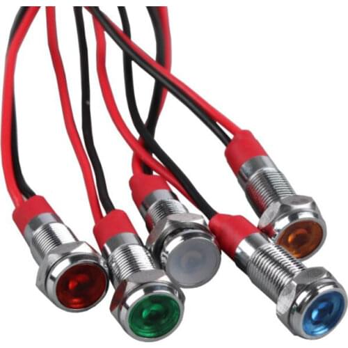 6mm LED indicator light 3V 5-6V 12V 24V 220V signal lamp with wire often work with push button switch