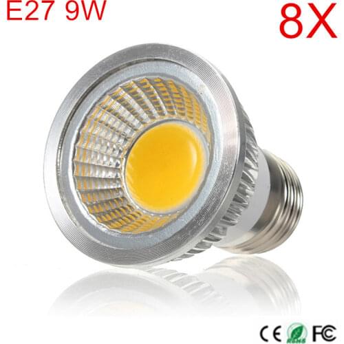 8PCS High Power COB LED lamp AC85-265V E27 LED Bulb light 9W High Luminous Spotlight E27 LED Spot light Ceiling light
