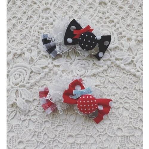 Handmade Dog Accessories Hairpin Pet Head Wear Candy Button Dot Lace Grooming Maltese Poodle Small Breed Yorkie