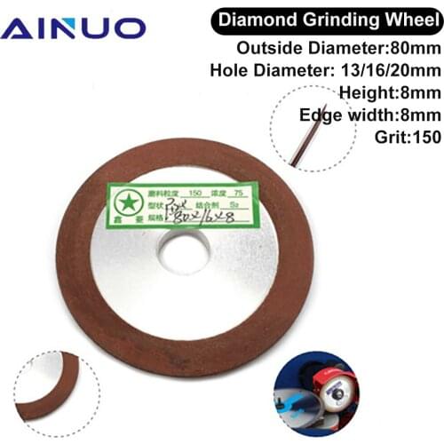 80mm Diamond Grinding Wheel Disc Sharpener Cup Grinding Circle Tungsten Steel Milling Cutter Tool Accessories Grit150