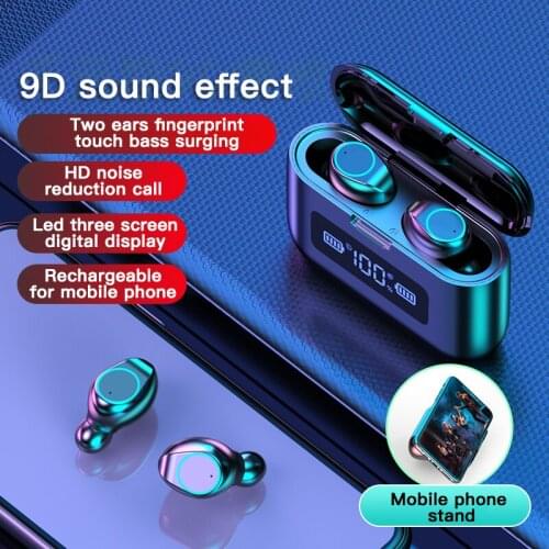 Bluetooth Wireless Headphones with Mic Sports F9-07 TWS Bluetooth Earphones Touch Control Wireless Headsets Earbuds Phone