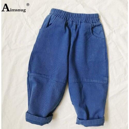 Unisex Boys Girls Cargo Pants Kids Elastic Waist Demin Clothes Streetwear Solid Fashion Trousers Children 2021 Autumn Pantalon