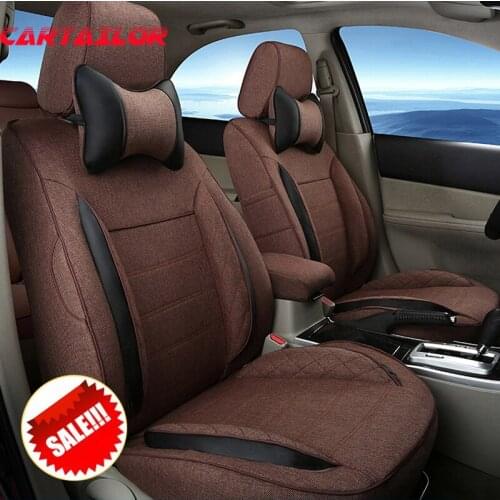 CARTAILOR Cover Seat Car Accessories Fit for Toyota Land Cruiser Car Seat Cover Protectors Black Linen Styling Seat Covers Sets