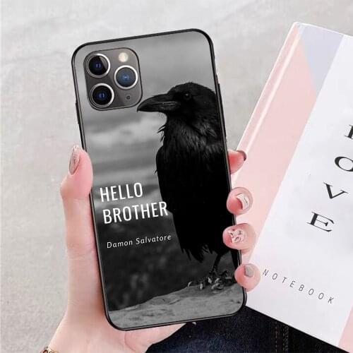 For iPhone HELLO BROTHER' — Damon Salvatore Soft TPU Border Apple iPhone Case