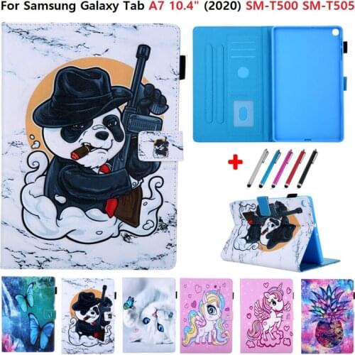 Coque For Samsung Galaxy Tab A7 Case 10.4 inch 2020 SM-T500 T505 Catoon Leather Cover For Samsung Tab A7 Tablet Cases T500 Gift