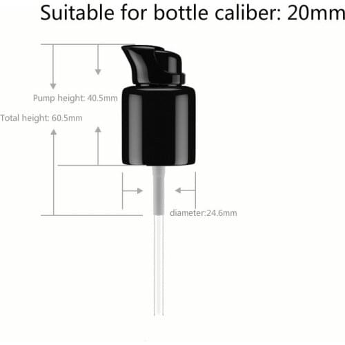 30ml black plastic emulsion foundation press pump head includes all 20mm thread mouth sizes
